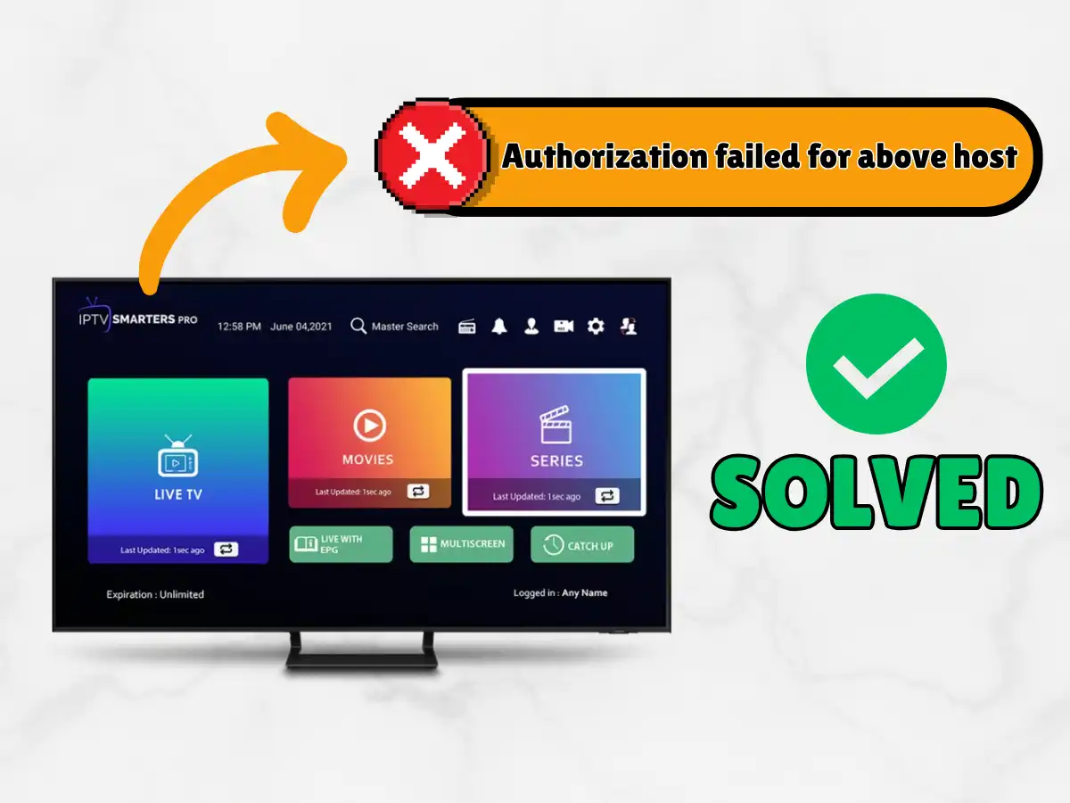 iptv smarters failed to authorize error message screenshot